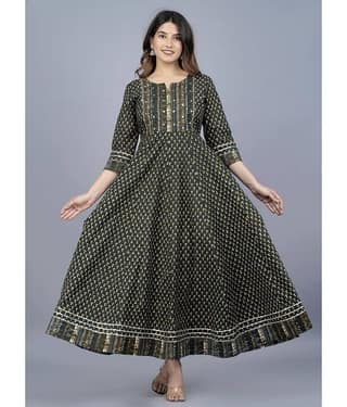 Mishree Collection - Blue Cotton Women's Anarkali Kurti ( Pack of 1 )