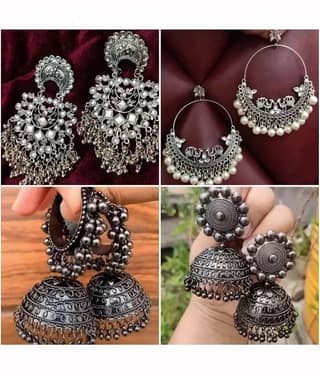 Samridhi DC Silver Drop Earrings ( Pack of 4 )