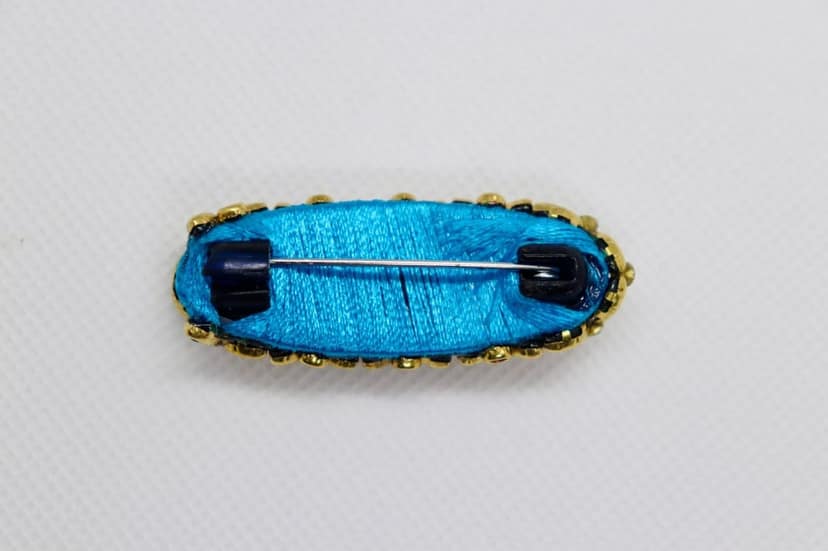 Vintage Inspired Blue Enameled Flower Brooch view 2