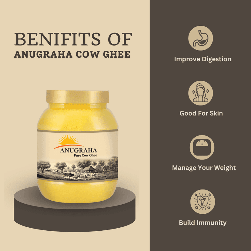 Anugraha Organic Grass-Fed Cow Ghee | Pure Desi Bilona Ghee | Cultured Vedic Ghee | 100% Natural & Traditional Processed ( Pack of 8 ) - 8 Liter view 2