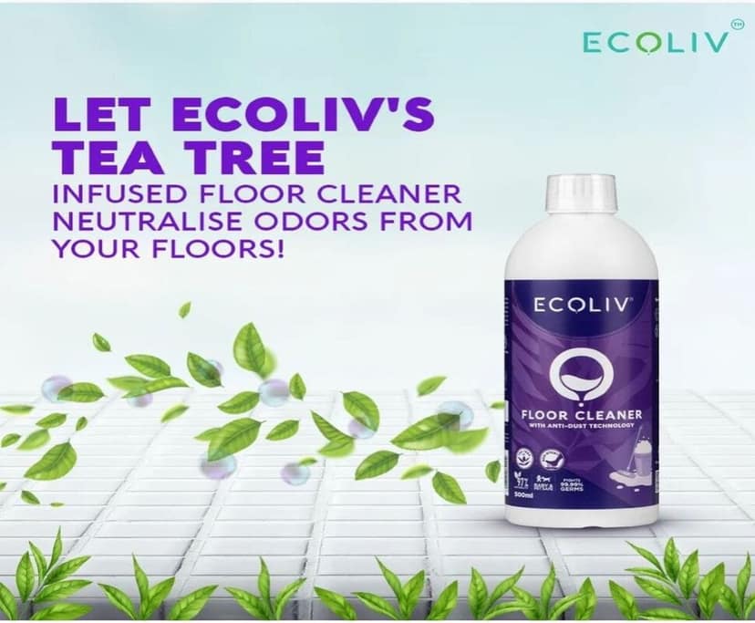 Ecoliv Floor Cleaner 1.5 Litre Combo Pack|97% Natural| Anti Dust Technology| Tea Tree Oil| Non Sticky| Residue Free and Streak Free| Pet Safe & Baby Safe view 5