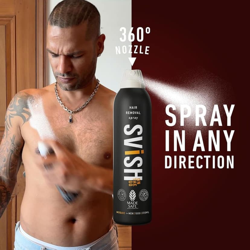 Svish On The Go Hair Removal Spray for Men Pack of 1 (200ml) | Painless Body Hair Removal Cream For Back, Chest, Legs, Arms, Under Arms & Intimate Areas | Post Hair Removal Cream (50gm) view 3
