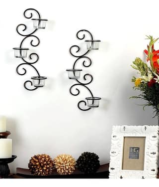 Hosley Brown Metal Wall Sconce - Pack of 2