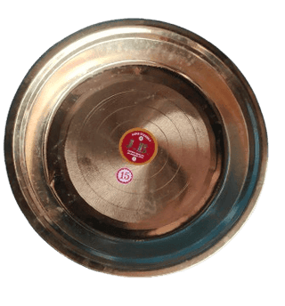 "15\" Pure Brass Thali Plate with Raised Rim - Authentic Indian Dinnerware for Serving Food"