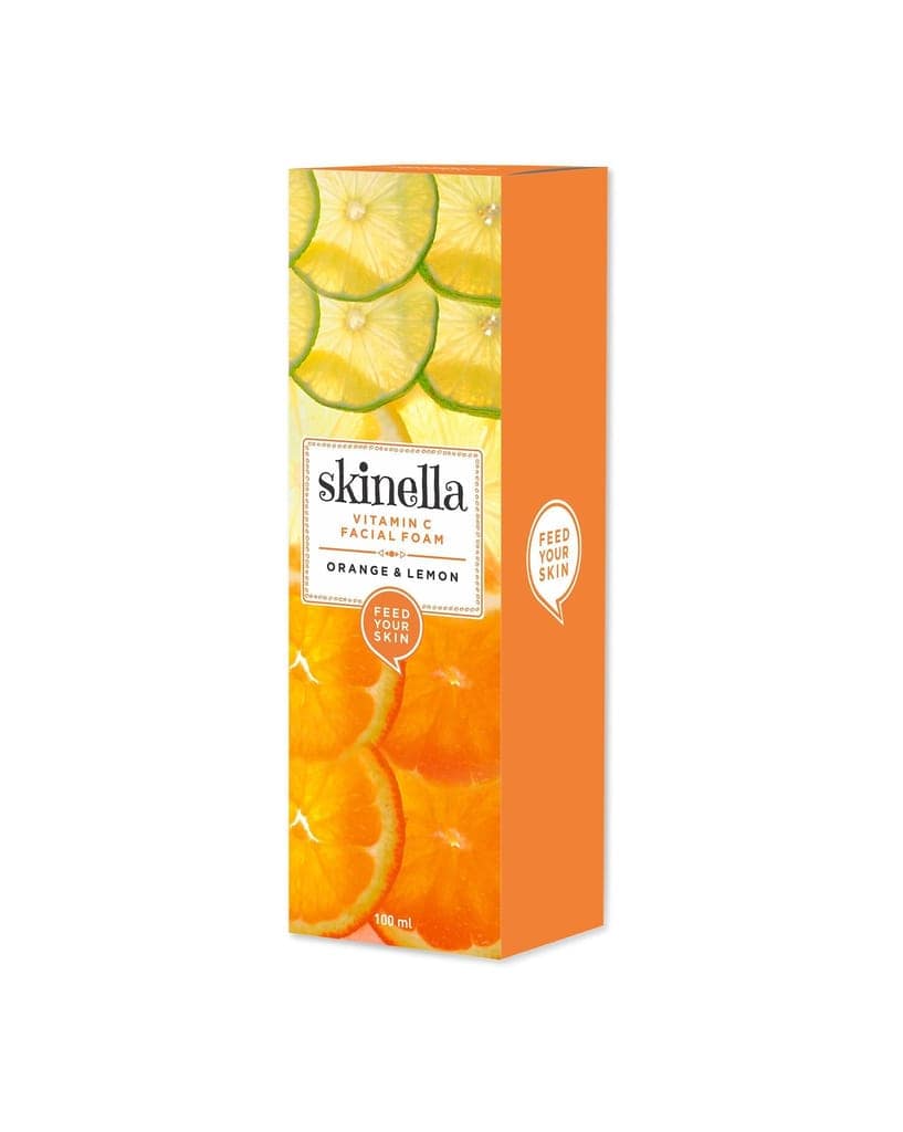 Skinella Vitamin C Facial Foam Orange Lemon Brightening with Built-In Face Brush for Deep Cleansing - No Parabens, Sulphate, Silicones & Color, 100 ml view 3