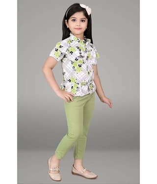 JCT DRESSES Pack of 1 Girls Crepe Top With Leggings ( Pink )
