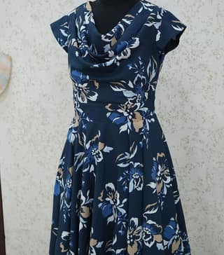 Cowl Neck Rolled Pleats Dress