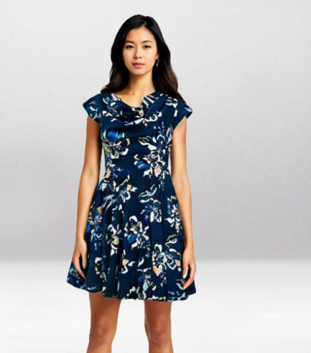 Cowl Neck Rolled Pleats Dress view 3