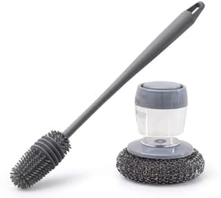 Lifeori 2-in-1 Kitchen Cleaning Brush Combo – Silicone Bottle Cleaning Brush +Soap Dispensing Dish Cleaning Brush