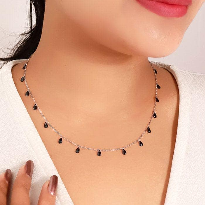 Silver Black Crystalized Necklace view 2