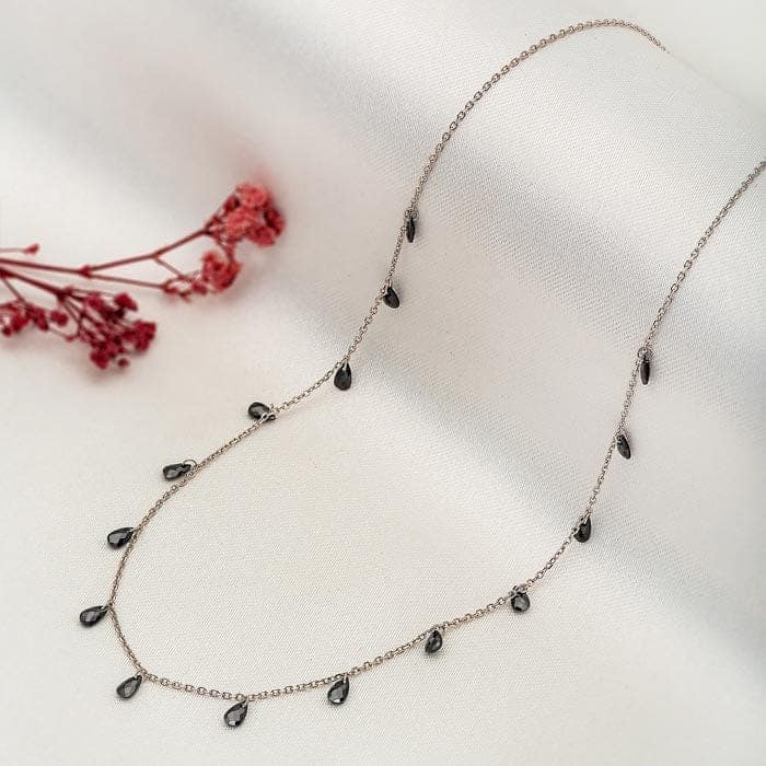 Silver Black Crystalized Necklace view 3