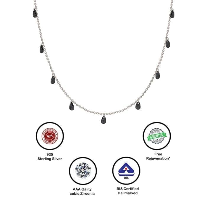 Silver Black Crystalized Necklace view 5