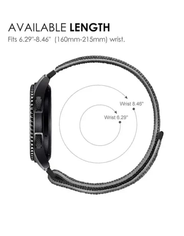 Exelent 22mm Classic Nylon Smart Watch Strap Compatible with ColorFit Ultra/Ultra 2, Vision, Caliber, Pro 3, Active/GPS, Buzz, Nav/Nav+, Endure Smartwatch Straps for Men & Women (Black) view 6