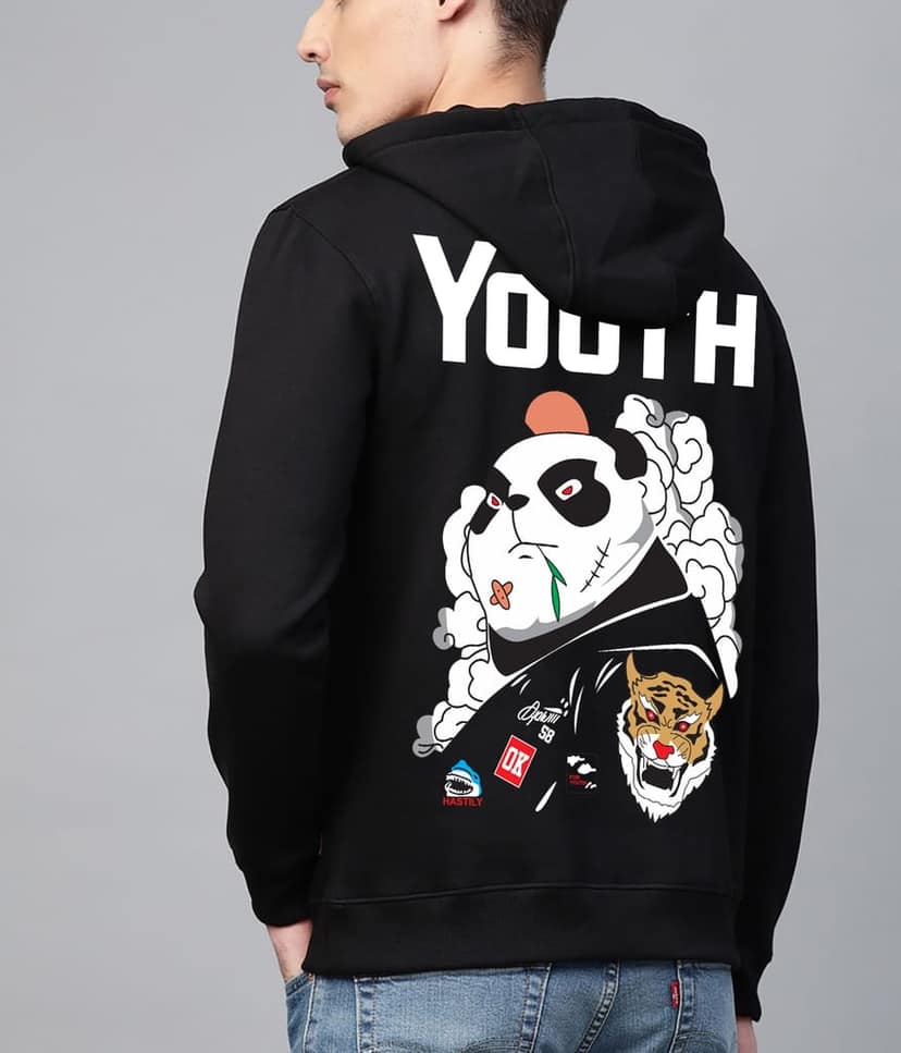 SCOTT FINCHER Black Youth Graphic Print Hoodie : AA(RSHOD)BLACK_28