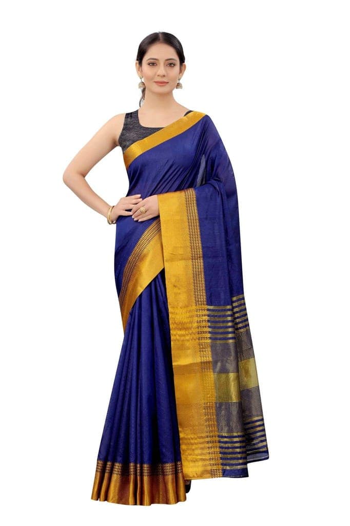 Women's Solid Woven Design Saree With Unstiched Blouse Piece