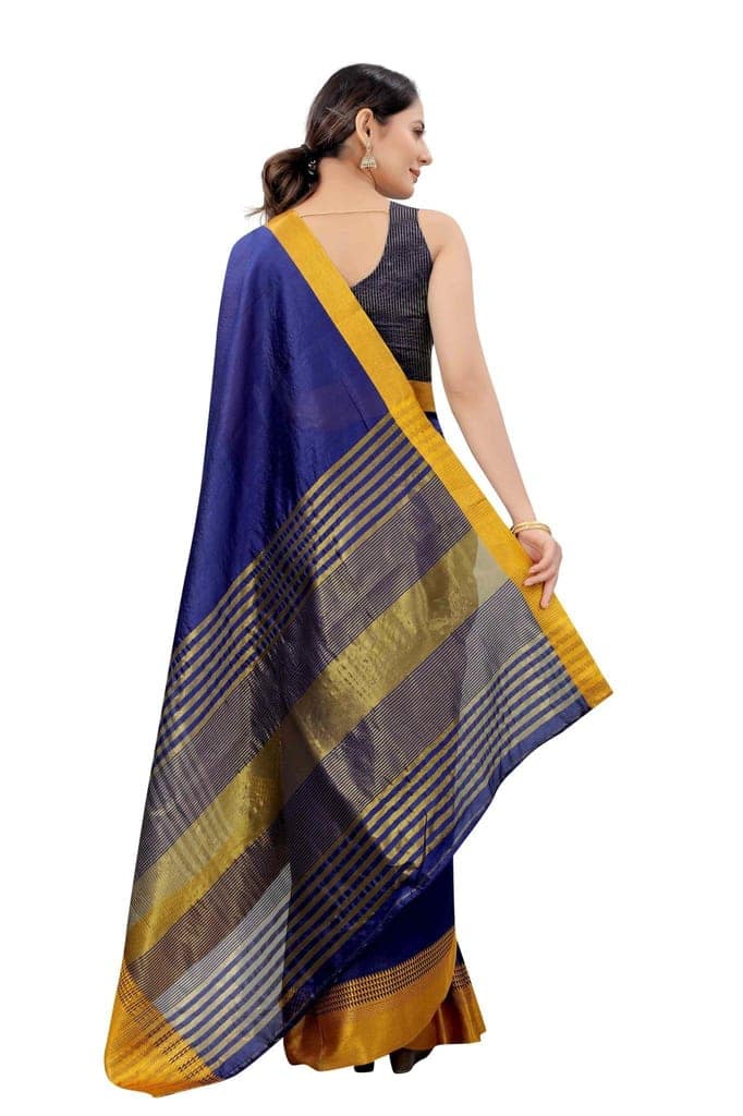 Women's Solid Woven Design Saree With Unstiched Blouse Piece view 2