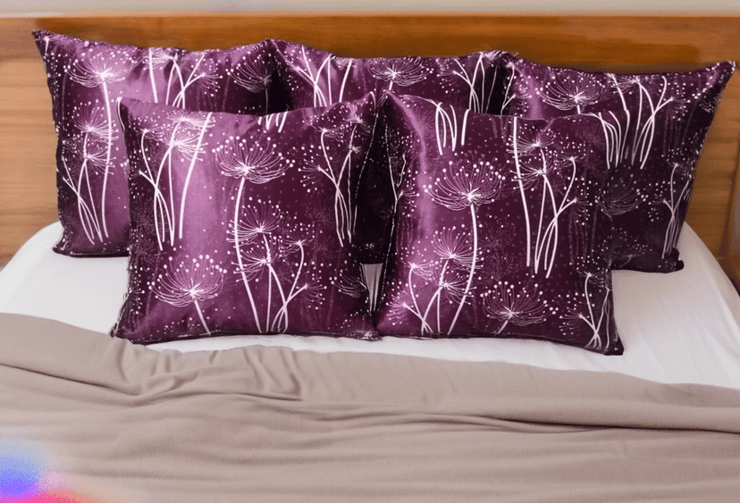 Purple White 3D Cushion Cover/Pillowcase/Throw Pillow cover 14x14 inches (35x35 cm), Pack of 5 Pcs. view 3