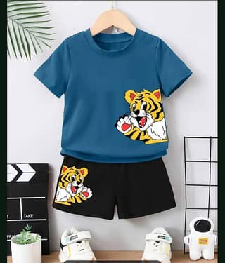 MUSNAH GARMENTS Pack of 1 Baby Boys Cotton T-Shirt & Shorts Set ( Blue )