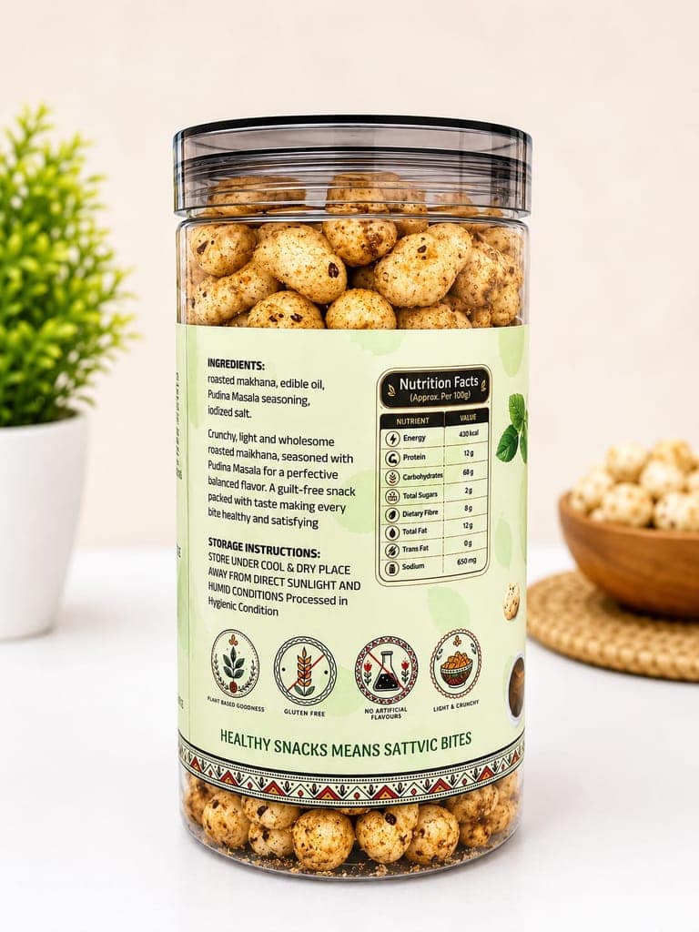 Sattvic Bites Pudina Masala Roasted Flavour Makhana 70gm view 3