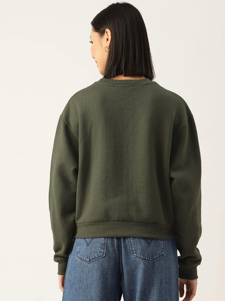 Solid Olive Green Sweatshirt view 2