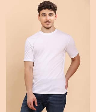 ENCIGER Men 100% Cotton Regular Fit Solid T-Shirt ( black )