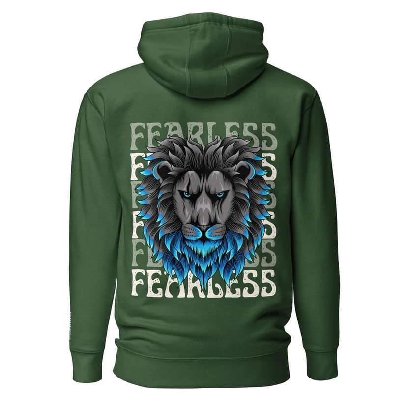 Unisex Organic Cotton Hoodie with Embroidered Lion Logo view 3