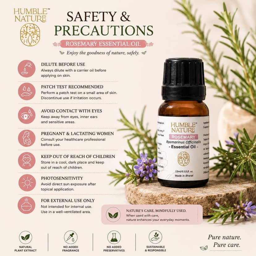 Humble Nature Rosemary Essential Oil 15 ml | Steam Distilled Natural Plant Extract | Aromatherapy, Diffuser, Massage, Hair Care & Skin Care | Premium Essential Oil view 5
