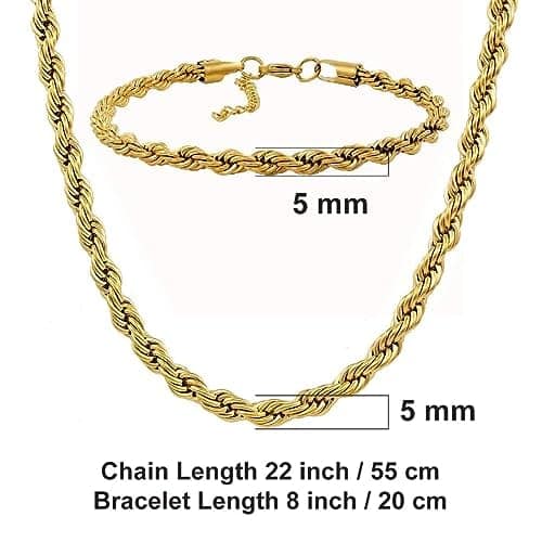 Golden Stainless Steel Rope Chain Necklace For Men Boys view 2