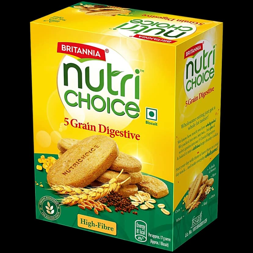 Britannia Nutrichoice 5 Grain Digestive Multigrain Biscuits - High Fibre, 200 G