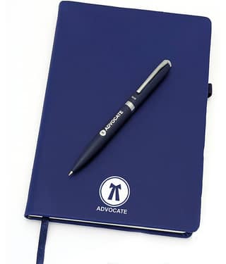 UJJi Navy Blue Notebook & Pen Set with Advocate Logo