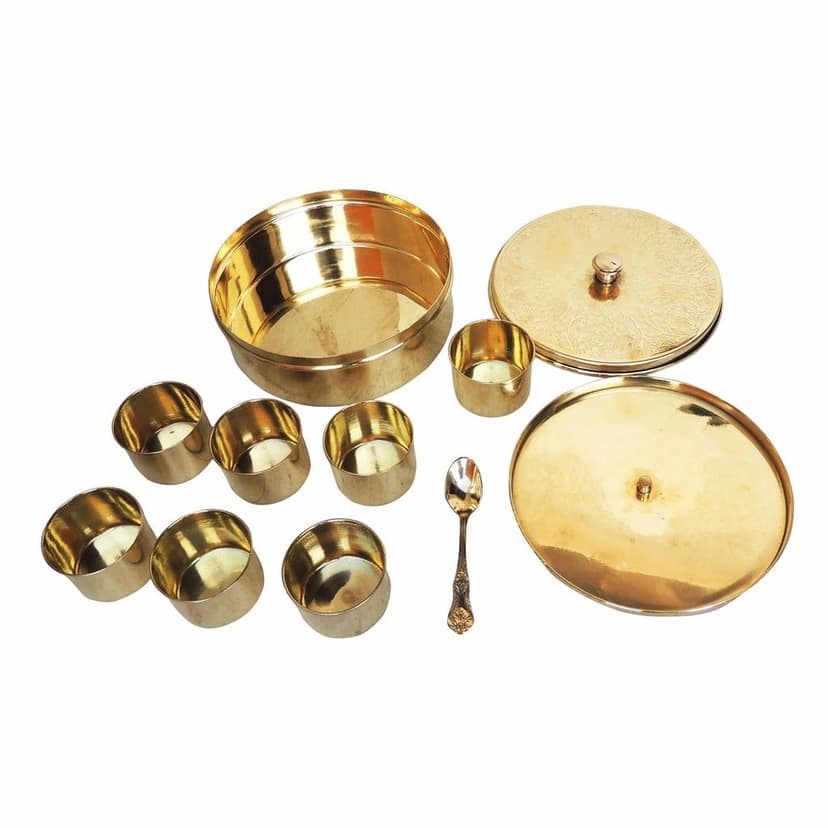 Brass Spice Box, Masala Box Set With Spoon (ZMAS585 A) view 4