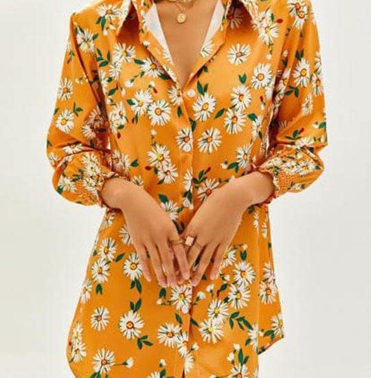 Elchic Floral print Shirt Collar Top view 2