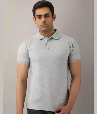 SKYRISE Pack of 1 Cotton Blend Slim Fit Self Design Half Sleeves Men's Polo T Shirt ( Grey )