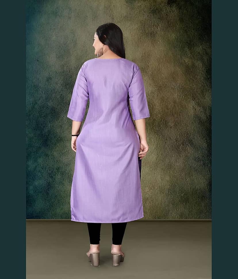 Hetsa Women Rayon Printed A-line Kurti ( Lavender ) view 2