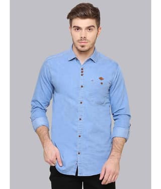 Kuons Avenue - Light Blue Denim Slim Fit Men's Casual Shirt ( Pack of 1 )