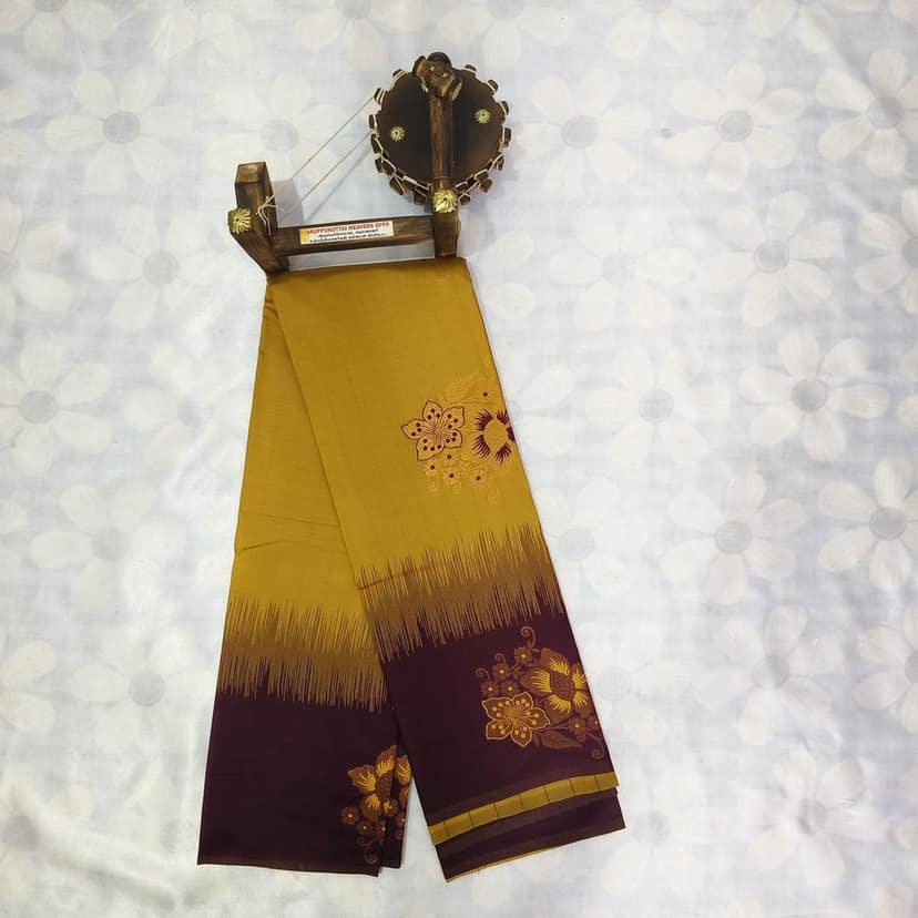 Rich Kubera Silk Cottton Saree with Blouse - Yellow view 2