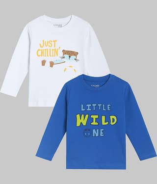 ETCHED DESIGN Pack of 1 Boys Cotton T-Shirt ( Multicolor )