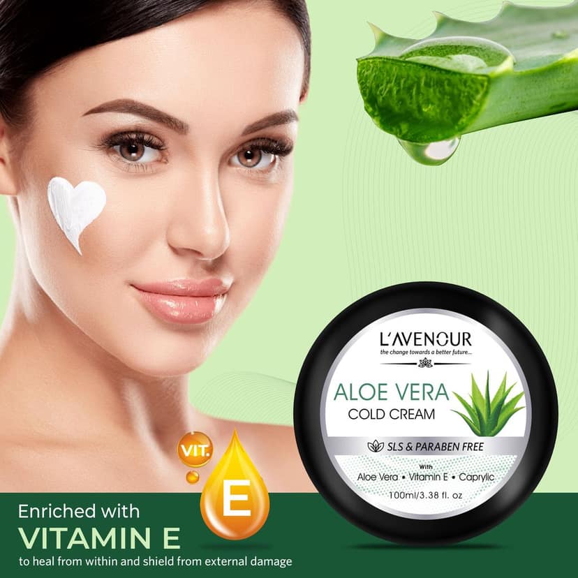 L'avenour Aloe Vera Cold Cream For Dry Skin, Deep Hydration, SLS & Paraben Free Moisturizer - 100ml view 5