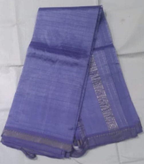 Soft And Silky Lavender Saree With Silver Zari Border view 2