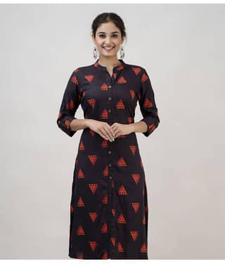 MAUKA - Brown Rayon Women's Front Slit Kurti ( Pack of 1 )
