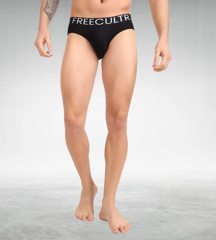 FREECULTR Men's Underwear Organic Cotton (Ultrasoft Waistband) Premium Snug-Fit Brief Pack of 1-Black view 6