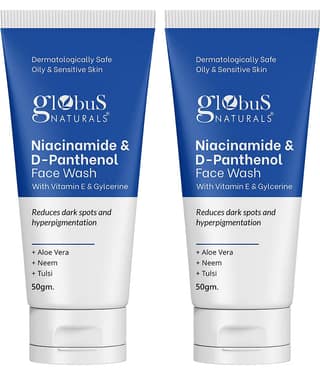 Globus Naturals Niacinamide Face Wash,Reduces Dark Spots,For Oily & Sensitive Skin,50Gm (Pack of 2)