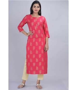 Kbz Pink Rayon Straight Kurti