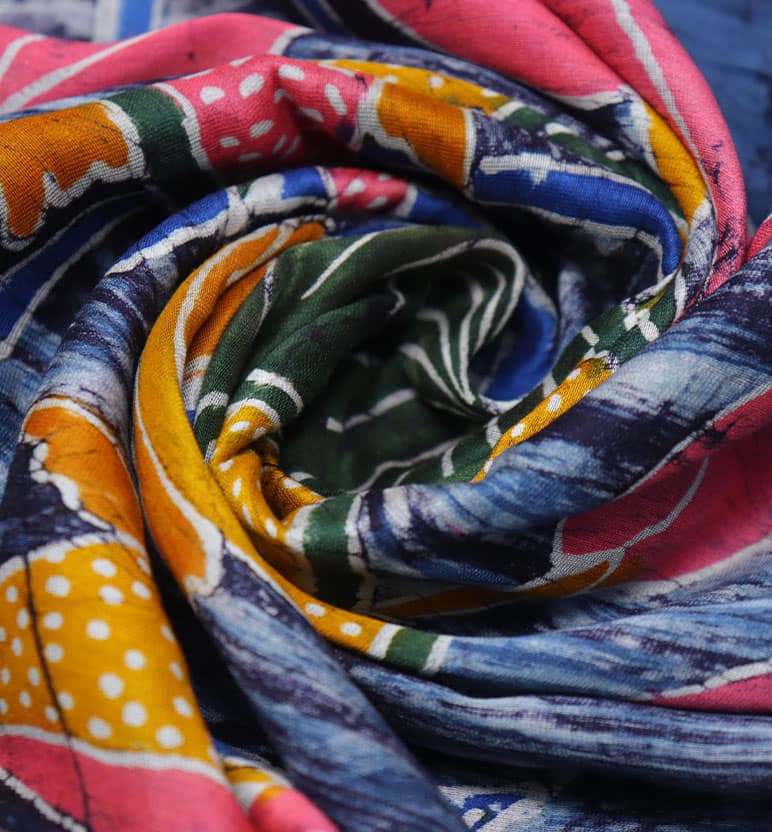 Handcrafted Batik Print Cotton By Silk Saree view 6