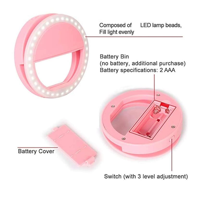 Phone Selfie Ring Light – Battery Operated Clip-On Light for Smartphone Photography (Battery Not Included) view 7