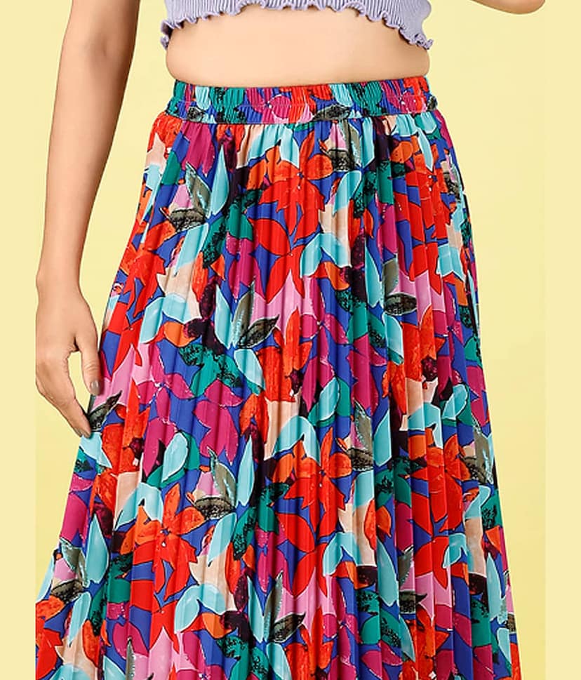 ZWERLON Orange Crepe Women's A-Line Skirt ( Pack of 1 ) view 2