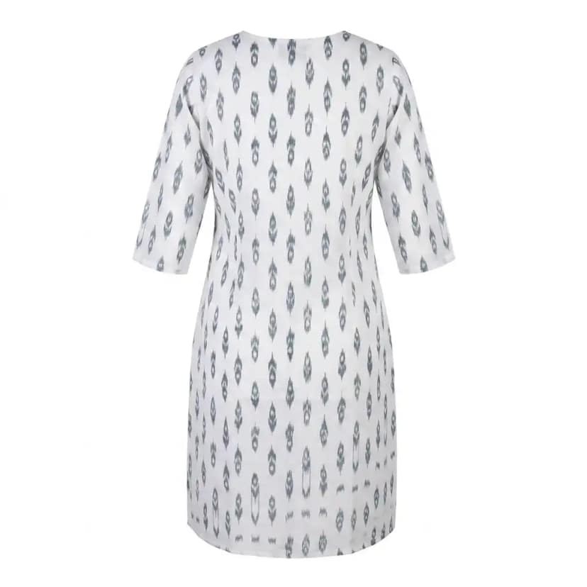 Kurti Printed White – Odisha Handloom view 2
