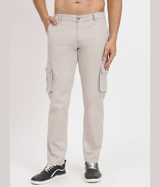 RAGZO Regular Flat Men's Cargos - Light Grey ( Pack of 1 )