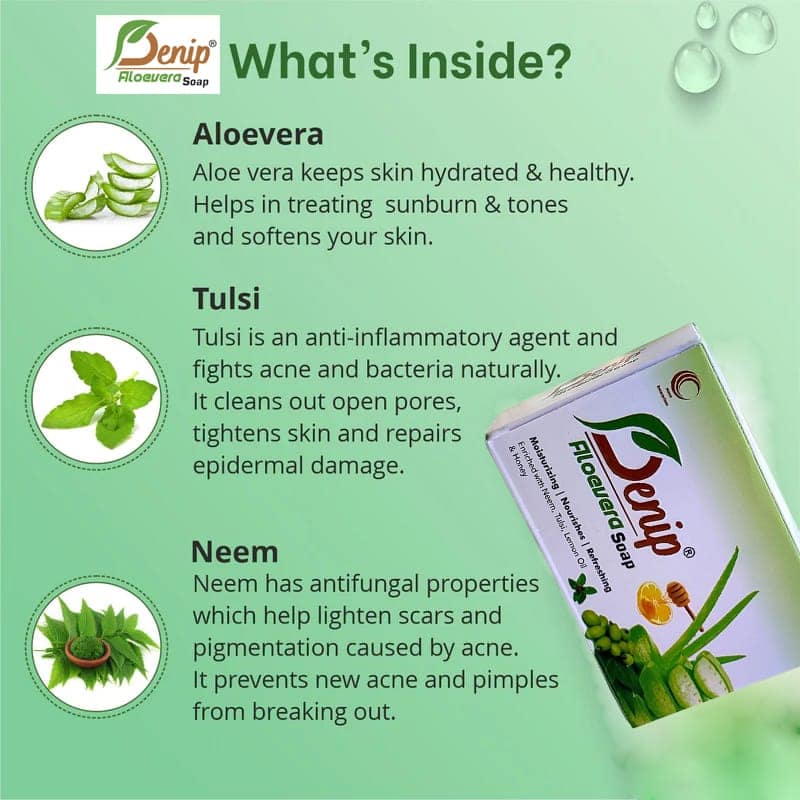 Denip Aloe Vera Soap for Acne free and Refreshed Skin (Pack of 2) view 5
