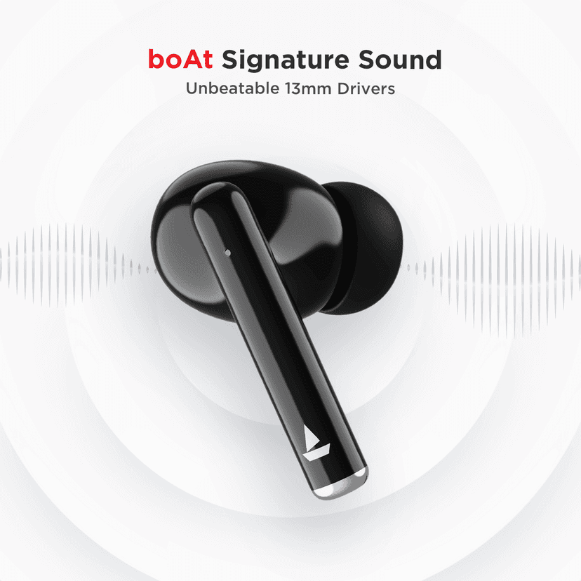boAt Airdopes 111 | Wireless Earbuds with 13mm drivers, 28 Hours of Playback, IWP Technology, ASAP Charge, Voice Assistant Carbon Black view 2